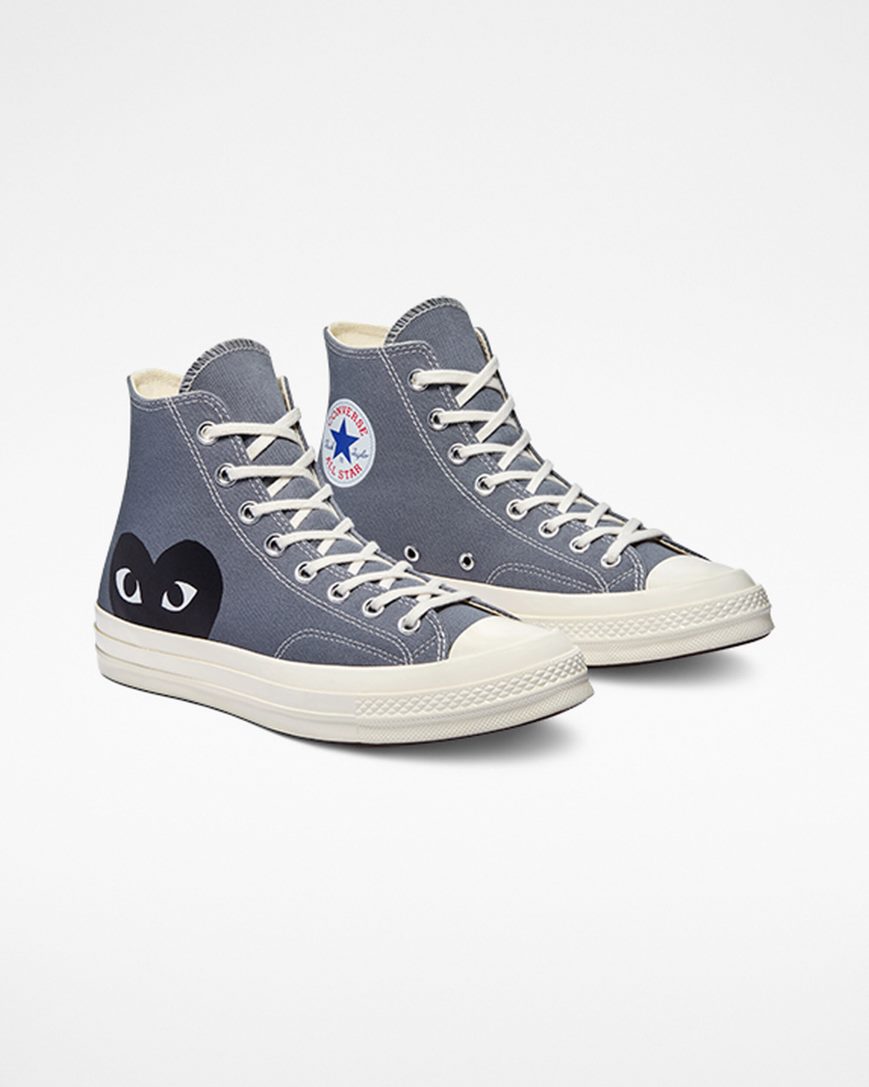 Tenisi Inalti Barbati Converse x Comme des Garçons PLAY Chuck 70 Gri Negrii | RO XFRDA468